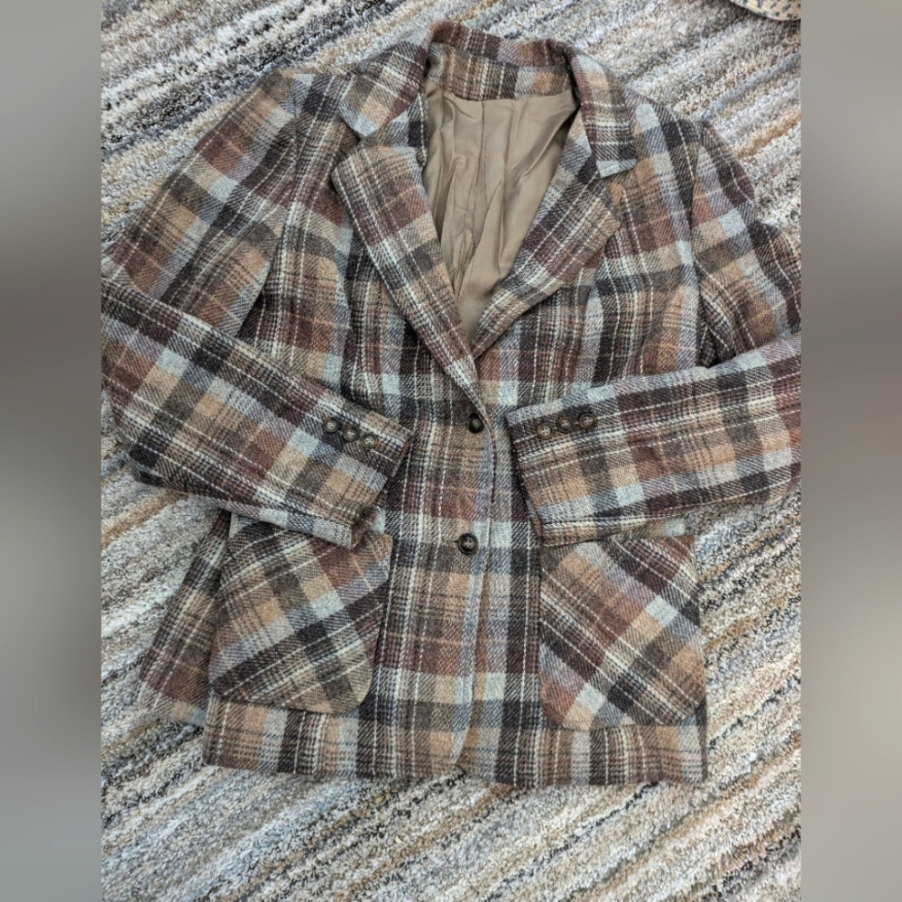 Vintage Wool Plaid Blazer